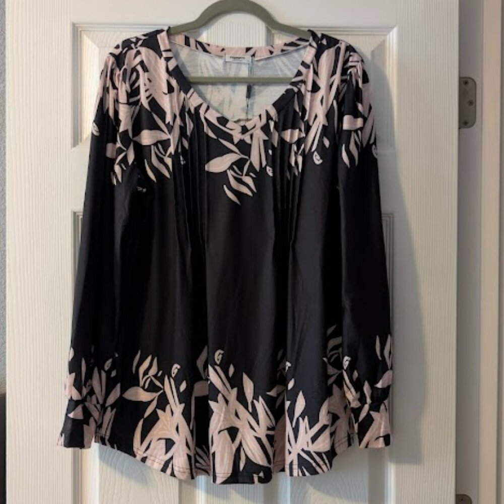 New Zeagoo Women's Puff Long Sleeve Boho Shirts Casual V Neck Floral Soild Flowy